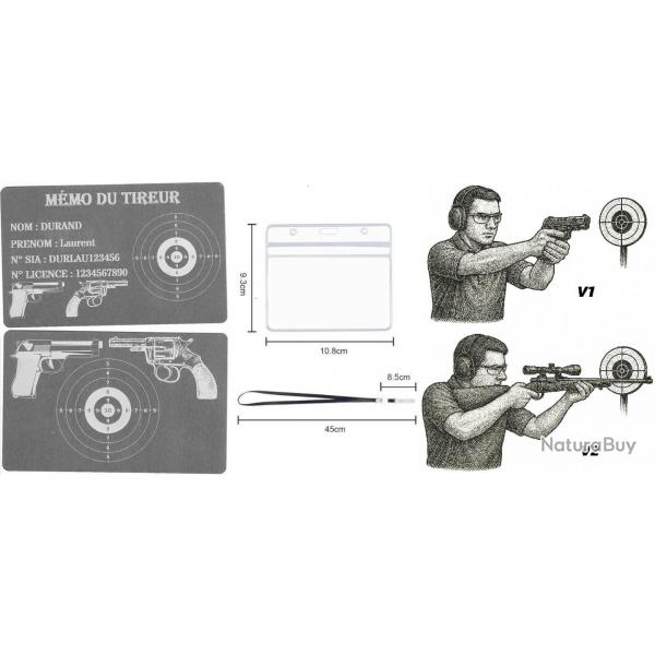 Mmo tireur sportif FFT argent en aluminium grav au laser (Recto / Verso) + Porte badge tour de co