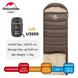 SAC DE COUCHAGE NATUREHIKE U350S 220*75CM IDEAL 3 SAISONS CONFORT JUSQU'A -3 / -5°C MARRON