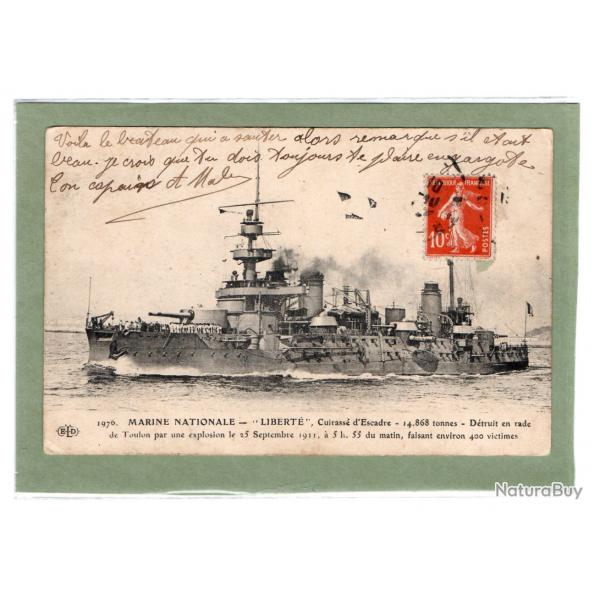 CPA -MARINE NATIONALE -LIBERTE- Cuirasse dEscadre-14.868 tonnes Detruit en rade N1027
