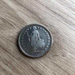 pièce argent 2 Francs suisse- Helvetia - 1875