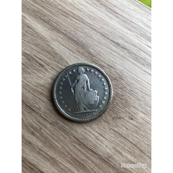 pice argent 2 Francs suisse- Helvetia - 1875