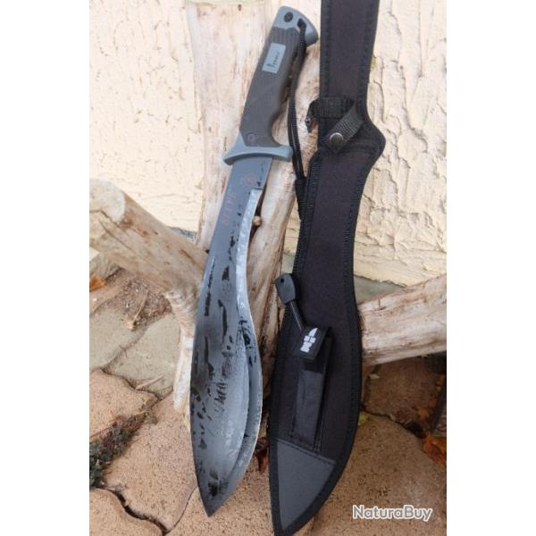 Machette Couteau GROS Kukkri Parang Lame Acier 3Cr13 Manche ABS Etui Nylon Tactical 001