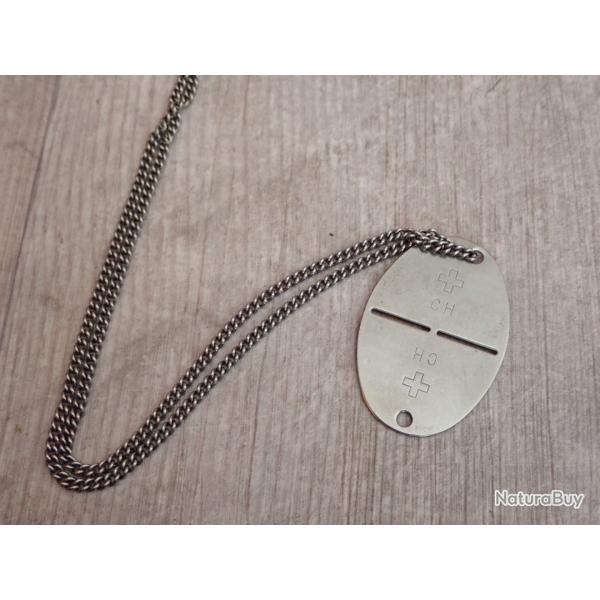 Plaque d'identit militaire Suisse avec chainette (LOTTAZ). Dcoration