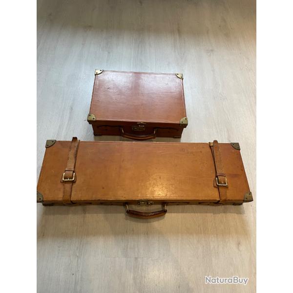 Mallette en cuir + valise  cartouche