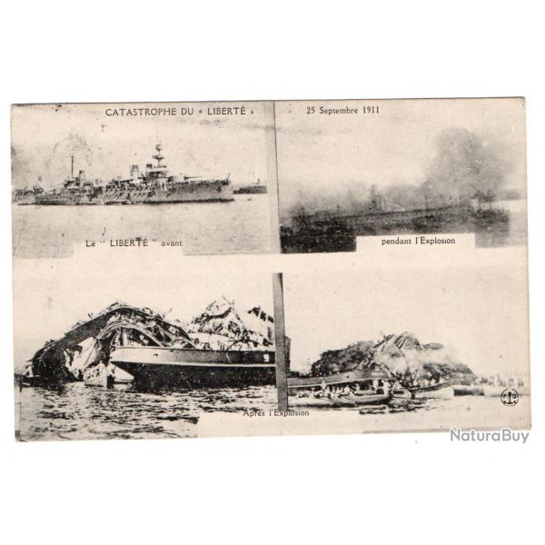 CPA - MARINE Militaire - L'EXPLOSION DE LA LIBERT Le Cuirasse "LIBERT avant ! Explosion  N853