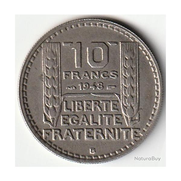 Pice de Monnaie France 10 francs Turin Cupronickel, petite tte 1948 B (B proche du listel) Rare
