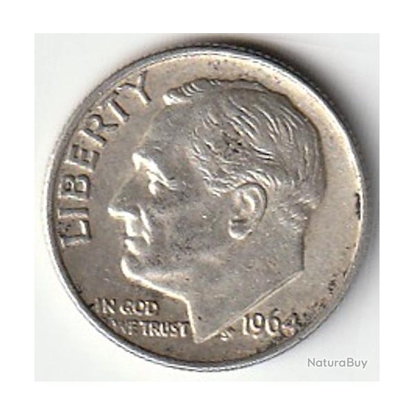 Pice de Monnaie USA 10 cents "Roosevelt Dime" argent 1964