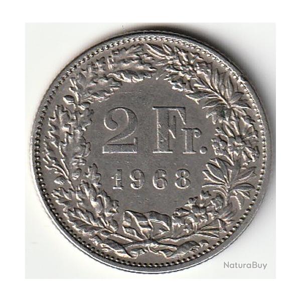 Pice de Monnaie Suisse 2 francs Helvetia debout 1968 B