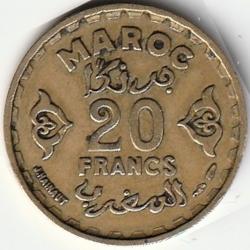 Pièce de Monnaie Maroc 20 francs Mohammed V 1371 (1952)