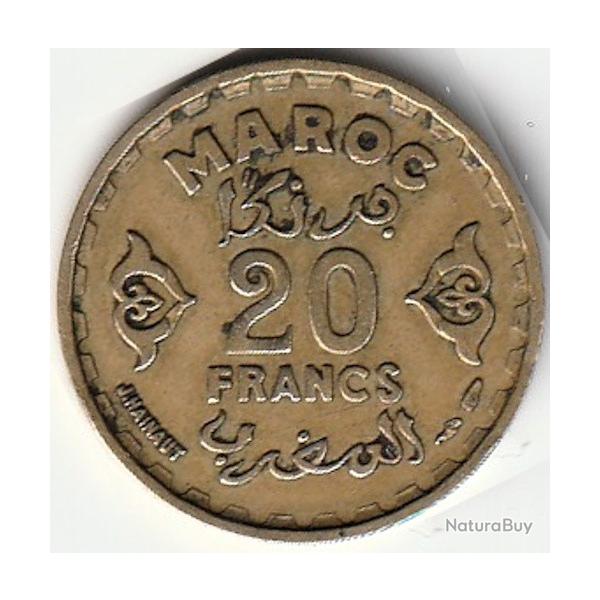 Pice de Monnaie Maroc 20 francs Mohammed V 1371 (1952)