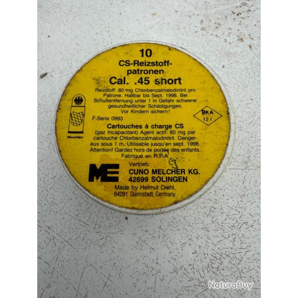 Bote de 9 cartouches CS calibre 45 short