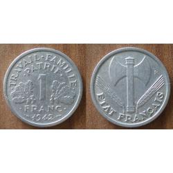 France 1 Franc 1942 Francisque Piece Aluminium Francs