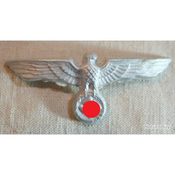 Insigne allemand  aigle de casquette d'officier allemand en aluminium dat 1938 CAE25AIG001