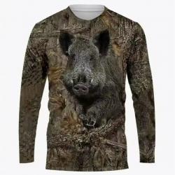 ENCHERE T-shirt Chasse 3D Manche Longue Motif et taille au Choix
