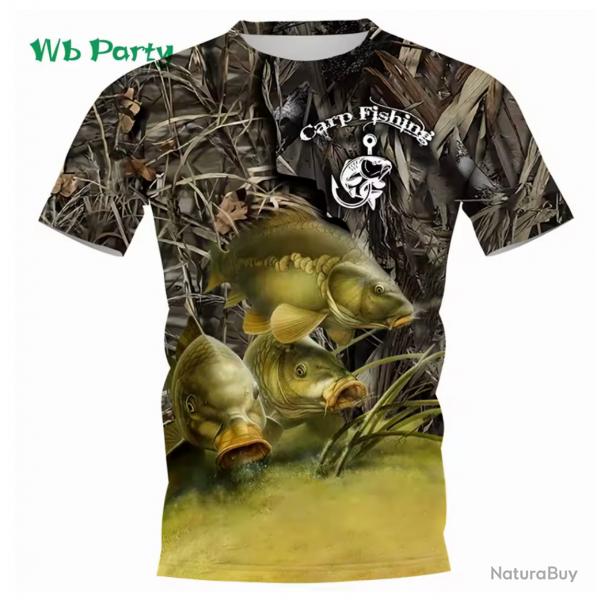 T-Shirt de Pche 3D Motif et Taille au Choix
