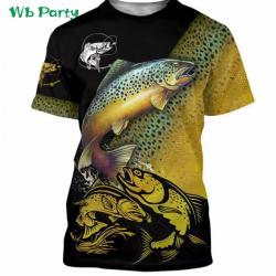 ENCHERE T-Shirt de Pêche 3D Motif et Taille au Choix