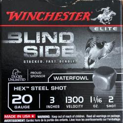 Cal. 20, nº2, 28 cartouches Winchester Blindé Slide Steel Shot 3 inches 2 shot 1/16 oz