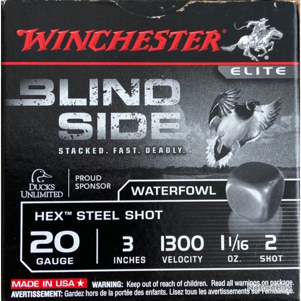Cal. 20, n2, 28 cartouches Winchester Blind Slide Steel Shot 3 inches 2 shot 1/16 oz