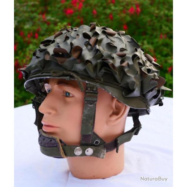 casque franais modle F1 complet avec filet salade + liner + bande caoutchouc