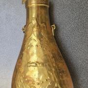 Ancienne Poire à Poudre En Peau Avec Bidon De Plomb – Objet De Collection Historique