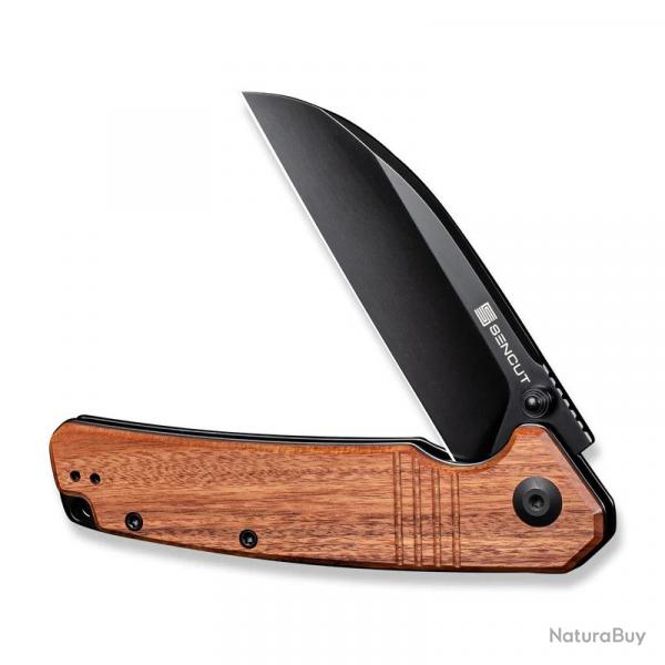 Couteau Sencut Awassi Lame Acier 9Cr18MoV Manche Guibourtia Wood KIVT Linerlock Clip S240653