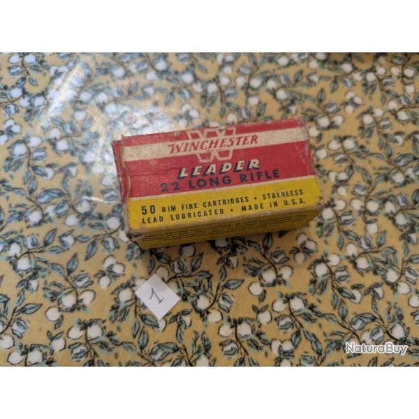 Boite de 50 Cartouches Winchester Leader 22lr annes 1950 collection n1