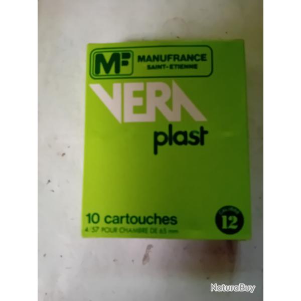 Bote de 10 cartouches anciennes cal 12 douilles plastiques  MF VERAPLAST