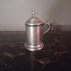 ancien moutardier avec godet en verre