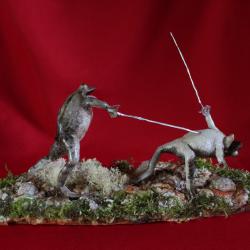 taxidermie grenouille duel crapaud taxidermy épée curiosité oditties