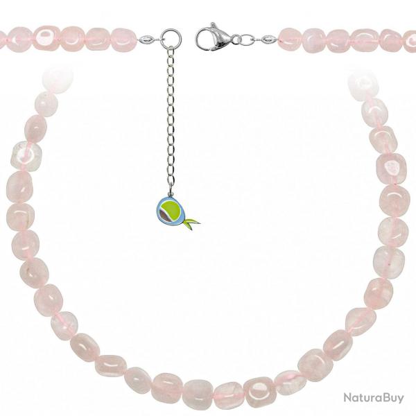 Collier en quartz rose - Perles roules 8  12 mm - 50 cm