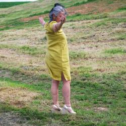 Robe en lin élégante et fluide pour femme 2XL jaune soleil