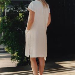 Robe en lin élégante et fluide pour femme blanc  M (médium)