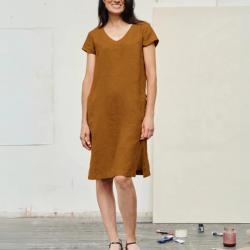 Robe en lin élégante et fluide pour femme XS (extra small) BRONZE