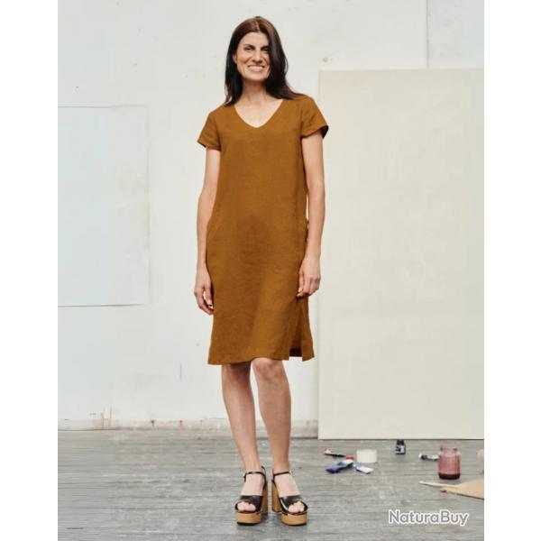 Robe en lin lgante et fluide pour femme XL (extra large) BRONZE