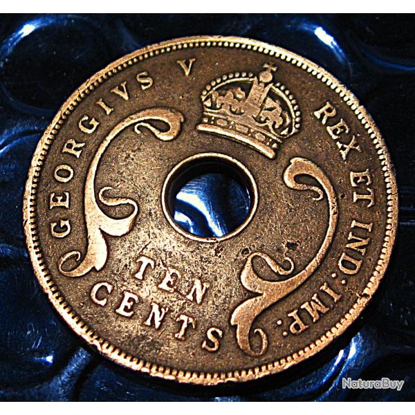 Afrique (east africa) piece  10 ten cents de 1922 Georgius V TTB