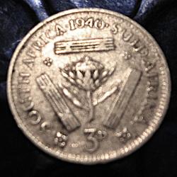 Afrique (east africa) piece de 3 pences argent 1940 Georgius V TTB