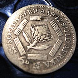 Afrique (east africa) piece de 6 pences argent 1942 Georgius V TTB