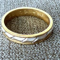 Anneau or jaune & blanc 18 carats - taille 57 - bague - alliance