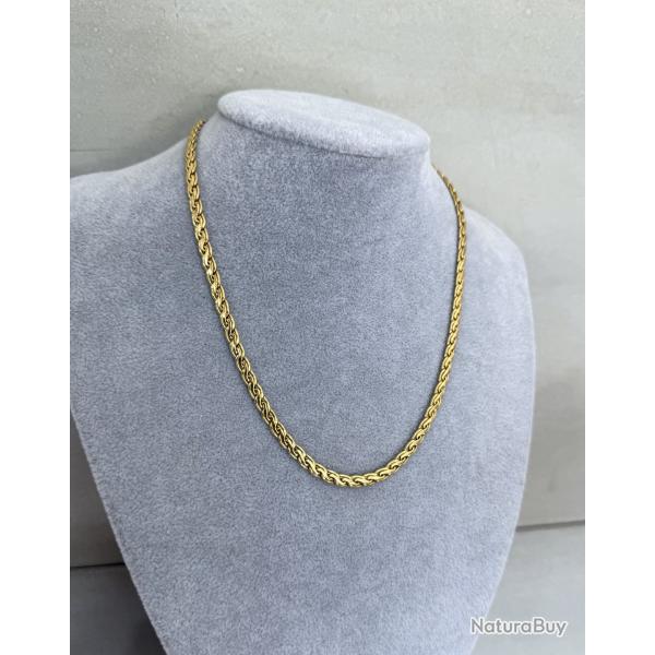 Joli collier tress en or massif 18 carats - 45 cm - chaine