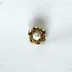Pendentif ancien en or massif 18 carats - fleur avec perle - anneau invisible - Art déco