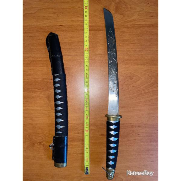 Katanas Wakizashi dcoratif avec lame grave dragon - style japonais - 42 cm