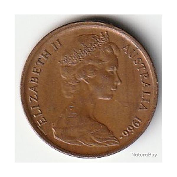 Pice de Monnaie AUSTRALIE - 1966 - 1 cent Elizabeth II 2e effigie Melbourne