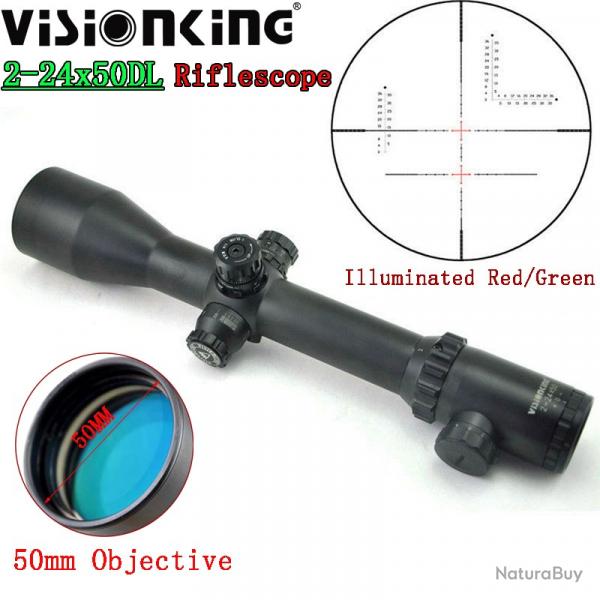 Visionking lunette de vise illumine mise au point latrale 2-24x50 Riflescope