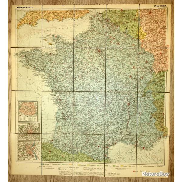 CARTE ALLEMANDE  FRANCE  de la PREMIERE GUERRE.  /9211
