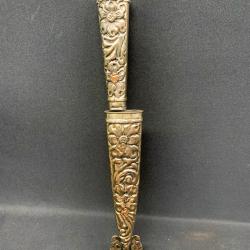 BEAU COUTEAU GAUCHO ARGENTIN, """ARGENT ET DORURE""", AMERIQUE DU SUD, 27,5 CM