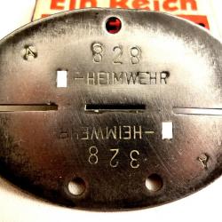 PLAQUE d'IDENTIFICATION ALLEMANDE « HEIMWEHR » de la WW2.  /9257