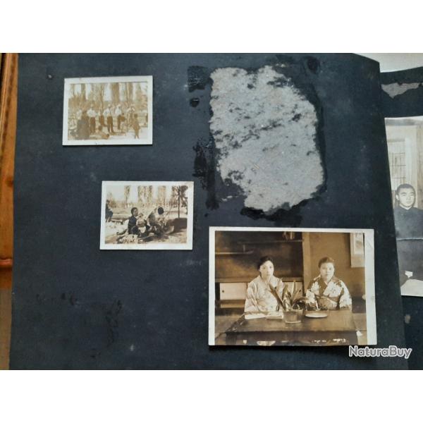 Album photos japonais grand format Seconde Guerre Mondiale incomplet avec 30 photos.