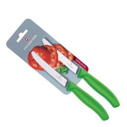 6.7836.L114B 2 couteaux table/tomate crantés Flashy Victorinox Swiss Classic 11cm