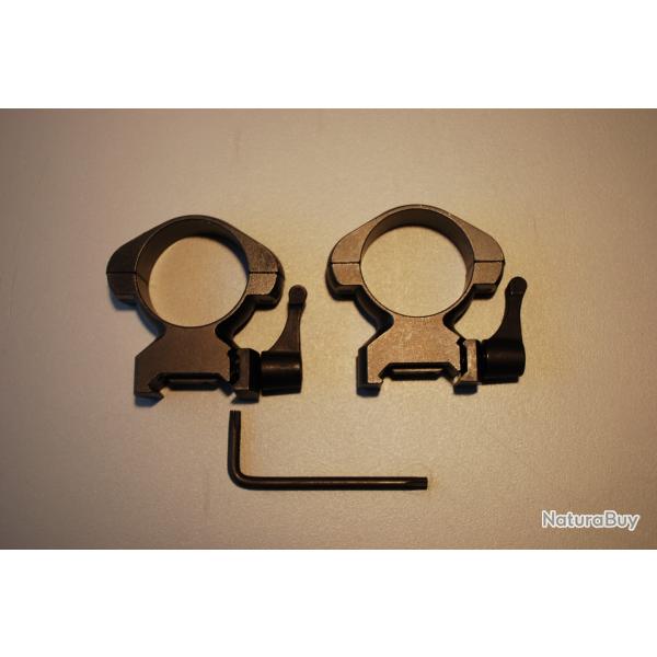 2 Colliers de montage amovibles pour lunette diamtre 30mm
