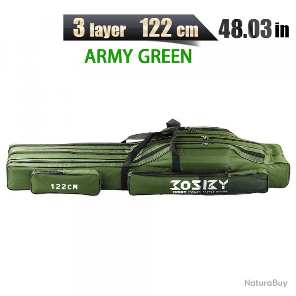 Fourreau Sac Porte Cannes  Pche Deux Cannes Vert 122cm Avec Poches De Rangement